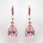 HOYON, 14K, покрыто розовым золотом Цвет розовым алмазом висячие серьги в виде капель с кристаллами в форме Для женщин розовый топаз драгоценный камень Bizuteria гранат сережки Orecchini для девочек