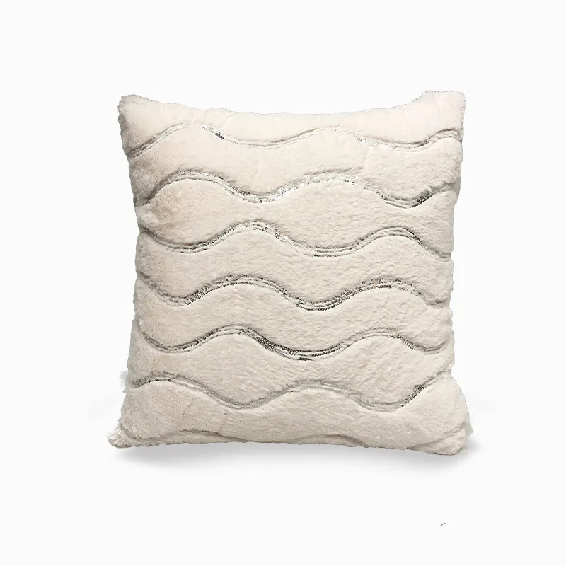 Наволочка для подушки Наволочки с блестками и волнистой вышивкой плюшевые