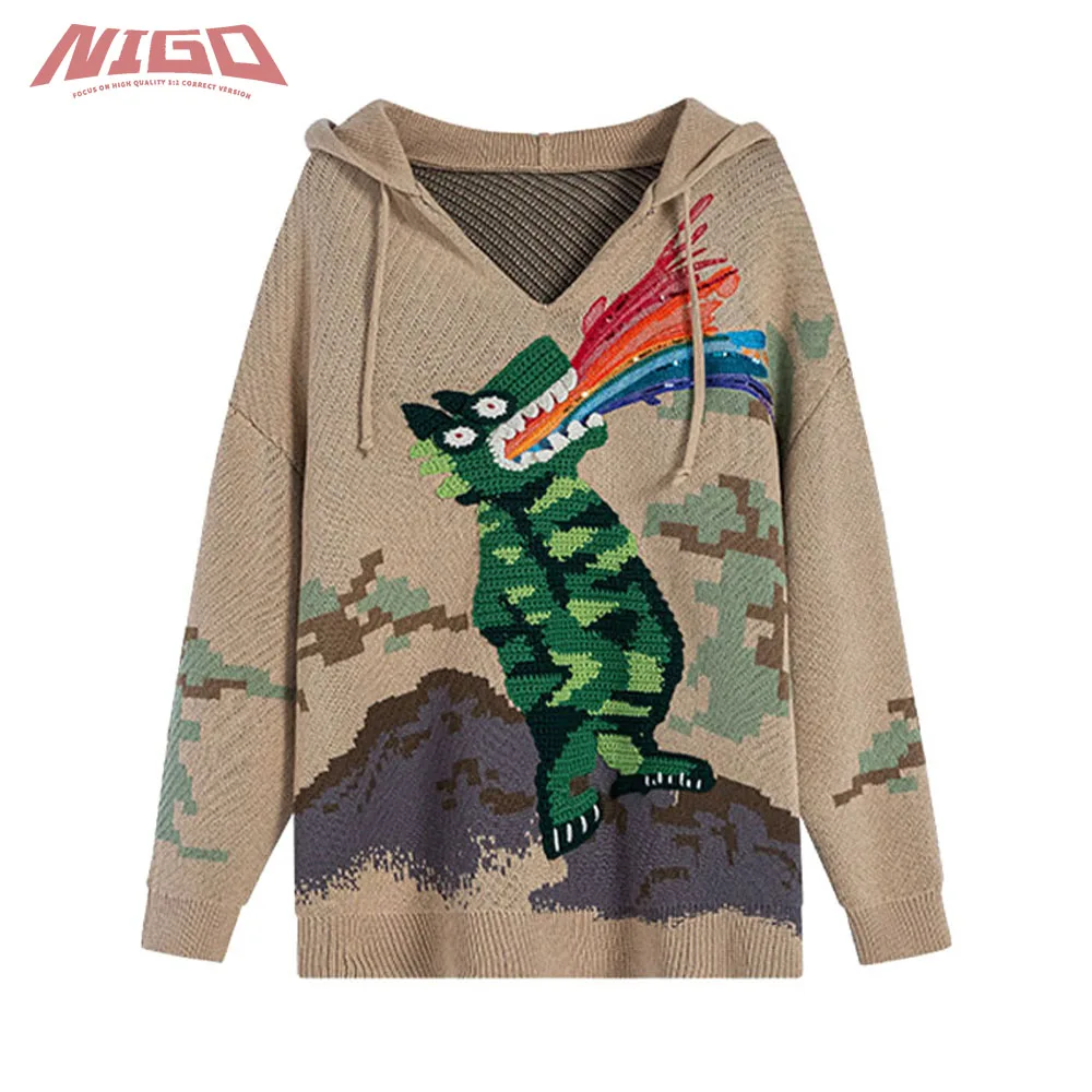 

NIGO Ms 21ss Women's Autumn And Winter Knitted Hooded Pullover Coat #nigo55567