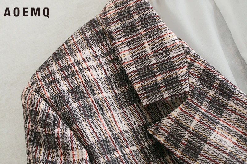 AOEMQ осенняя модная куртка для взрослых темно-серая в полоску пальто с отложным