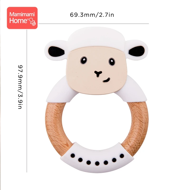 1 шт Детские деревянный Прорезыватель для зубов кольцо с животным Силиконовый