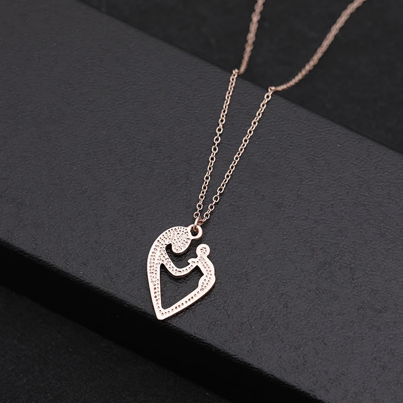 Rose Gold Color Pendant Necklace Parent-Child Mother's Day Theme Alloy Jewelry Adornment Heart-Shaped Mother's Love Necklace