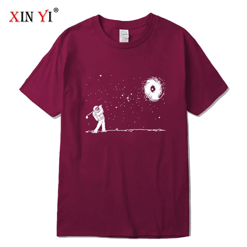 XIN YI Men's High Quality 100% cotton Funny astronaut print t shirt loose o-neck men tshirt short sleeve t-shirt male tee tops | Мужская