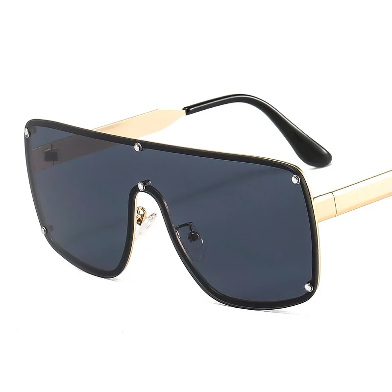 

2021 New Fashion Square Shield Sunglasses Men Women Luxury Metal Alloy Frame PC Black Lens Simplicity Cool Gradients Sun Glasses