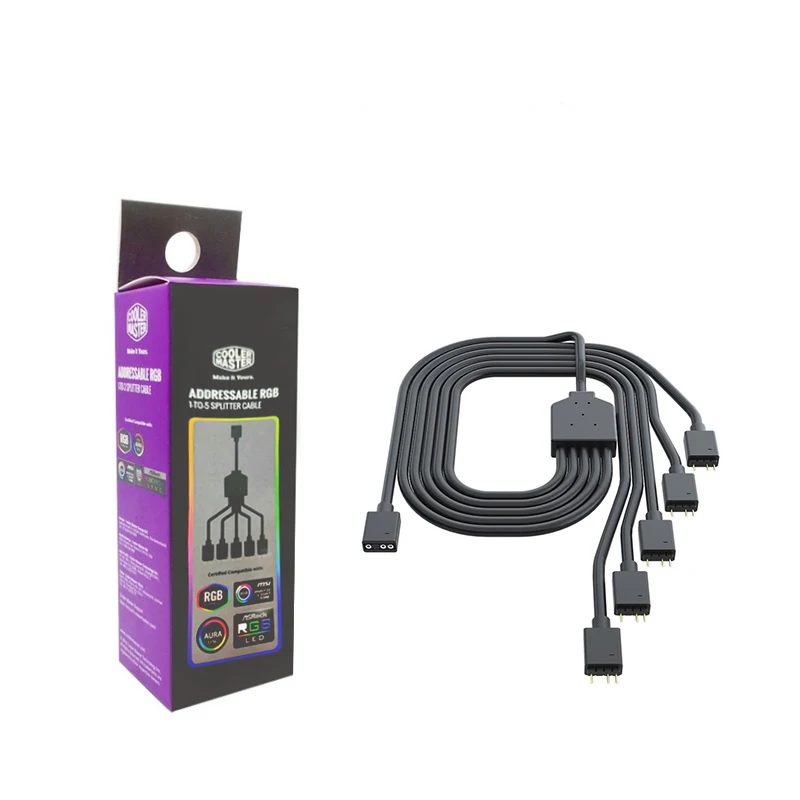 Cooler Master от 1 до 5 В 3 контакта ARGB HUB чехол для компьютера кабель вентилятора