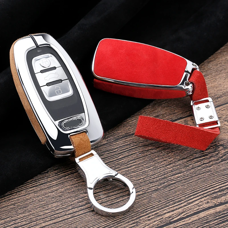 

Hight quality Galvanized Alloy Suede panel Car Key Cover Case For Audi A4L A6L Q5 S6 A8 A5/A7 S5/S7 Intelligent Remote Keyless