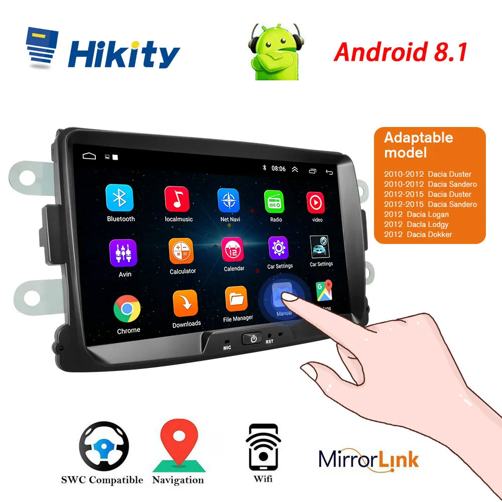 Hikity Android Автомагнитола " 2 Din Автомобильный мультимедийный MP5 плеер gps Buletooth автомобильный стерео Зеркало Ссылка для Renault Sander