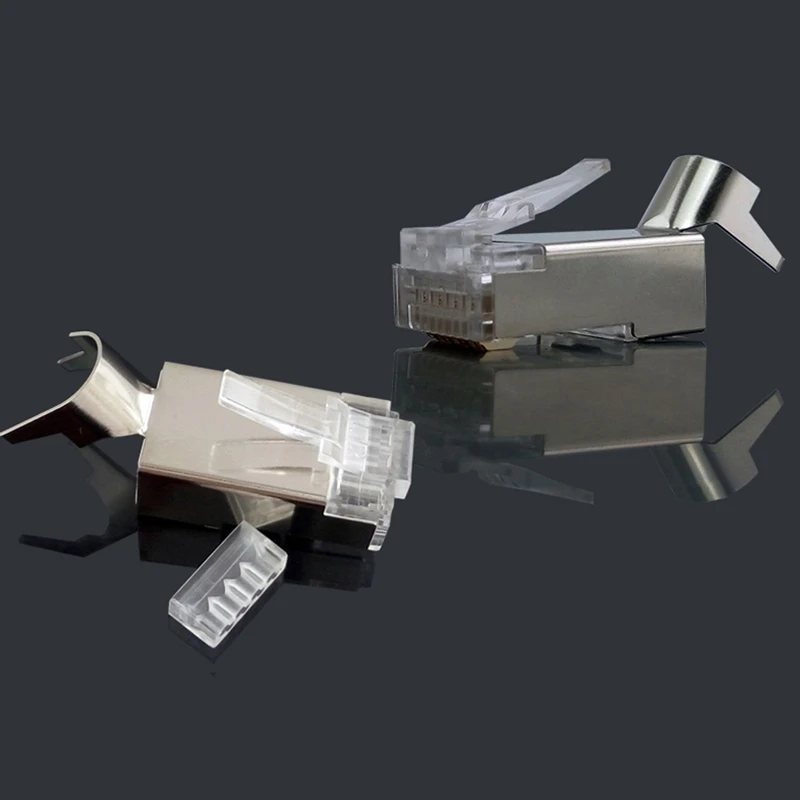 

Rj45 Connector Rj 45 Ethernet Cable Plug Cat7 Cat6A 8P8C Stp Shielded Cat 7 Network Terminals 1.m 50Pcs