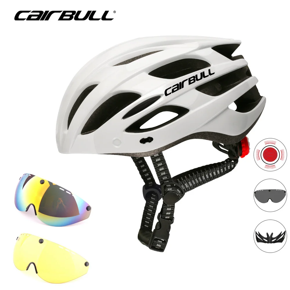 

Ultralight Cycling Safety Helmet MTB Outdoor Motorcycle Bicycle Taillight Helmet Removable Lens Visor Mountain Road Bike Helmet