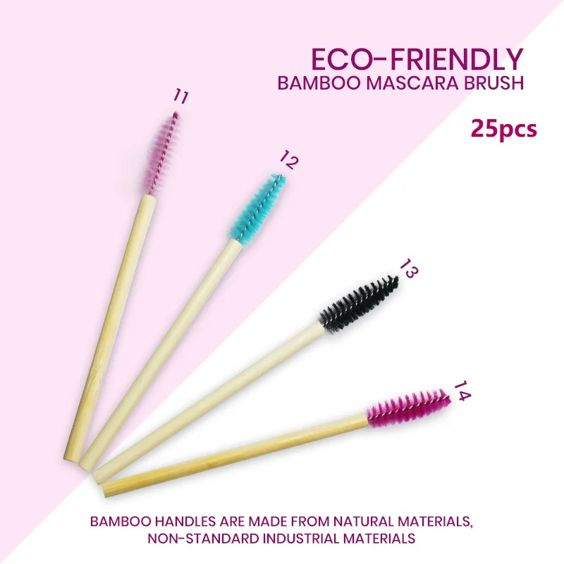 Бамбуковая ручка для ресниц 25 шт. палочка макияжа щеточка наращивания тушь