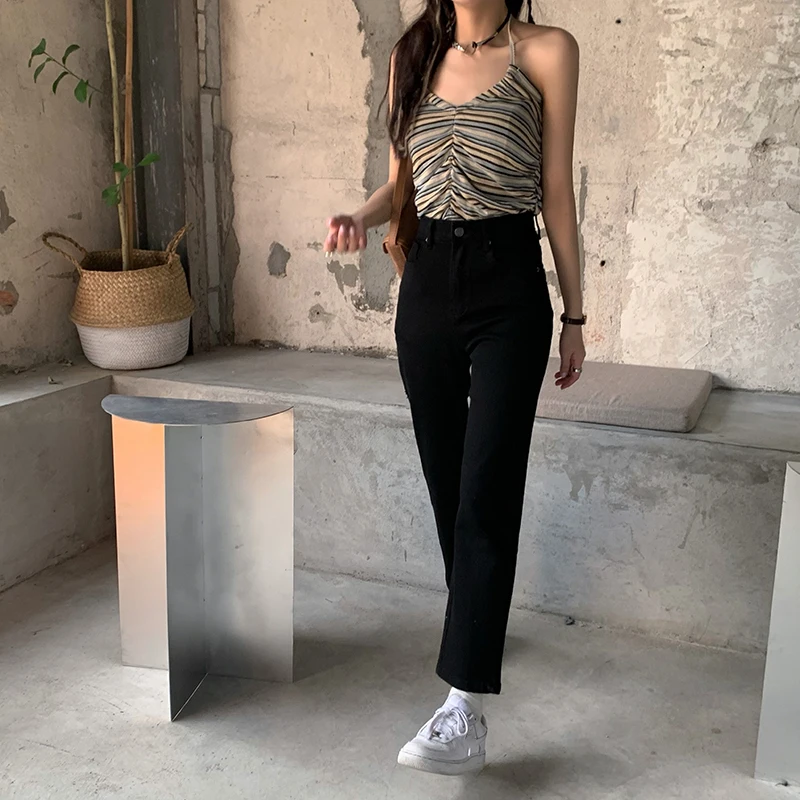 

YTX947 Straight loose summer 2021 new small cigarette pants high waist slim thin jeans