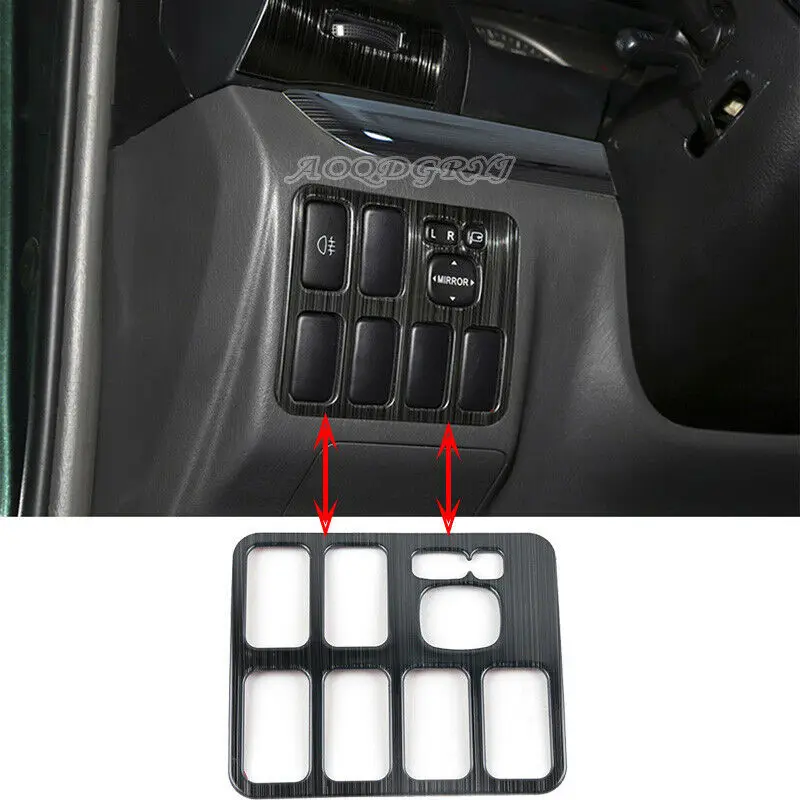 

Black Steel Headlight Adjustment Frame Trim Cover For Toyota Prado LC120 2003-2009 Car modification Auto parts
