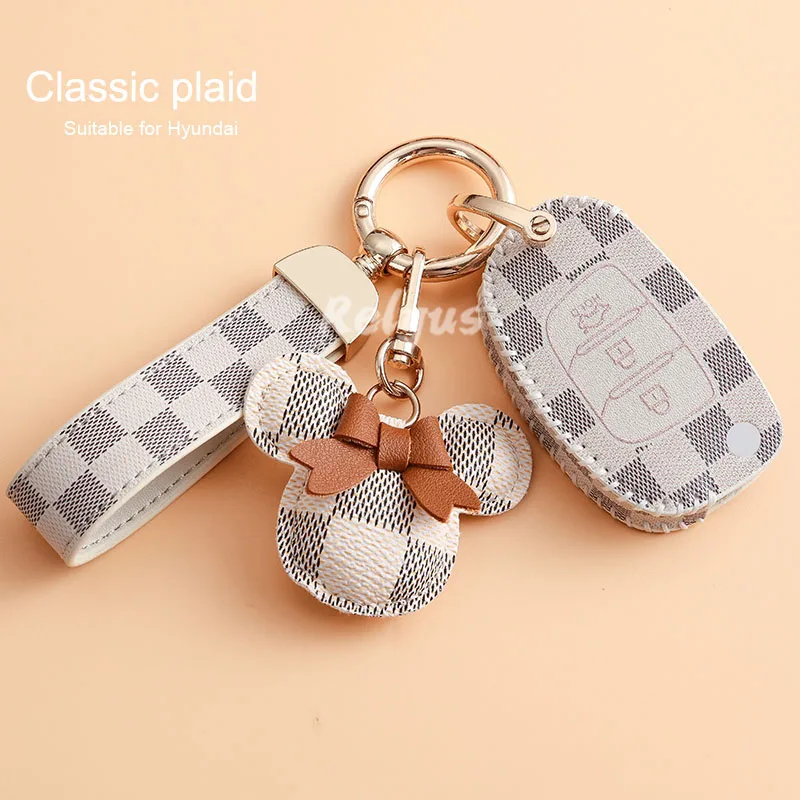 

Leather Car Key Case Cover Protection For Hyundai ix35 ix45 ix25 i10 i20 i30 HB20 Sonata Verna Solaris Santa Elantra Mistra
