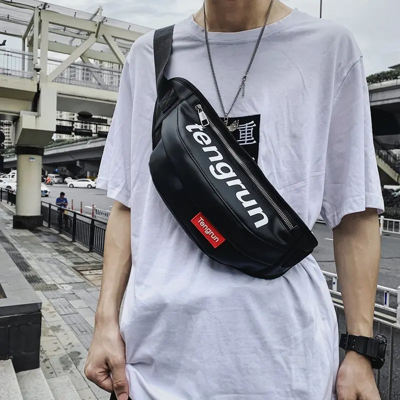 

Hip Hop Waist Bag For Men Fashion Crossbody Bag Leather Unisex Fanny Pack Travel Phone Pouch Men Belt Pack 2020 Chest Bags