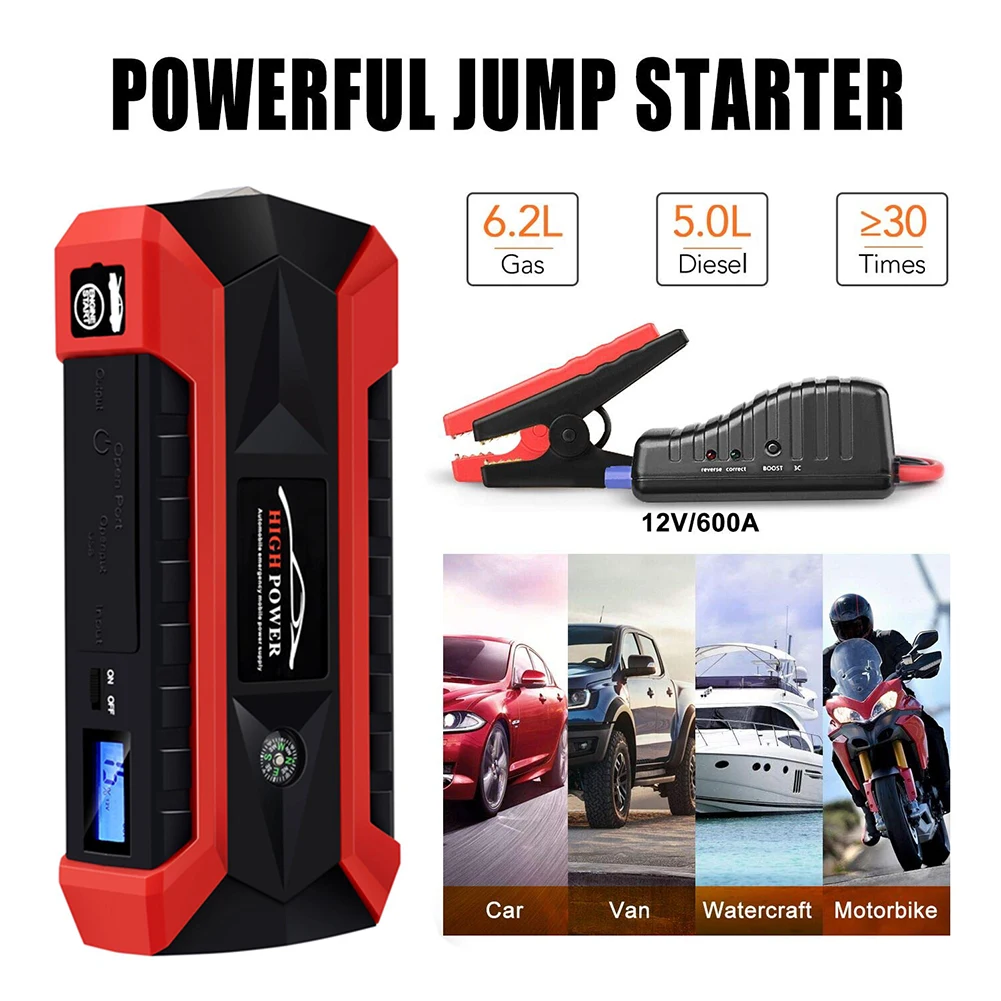 Портативный 20000mAh 12V автомобильный пусковой стартер USB банк питания Батарея зажим усилителя супер пусковое устройство бензин дизельный стартер