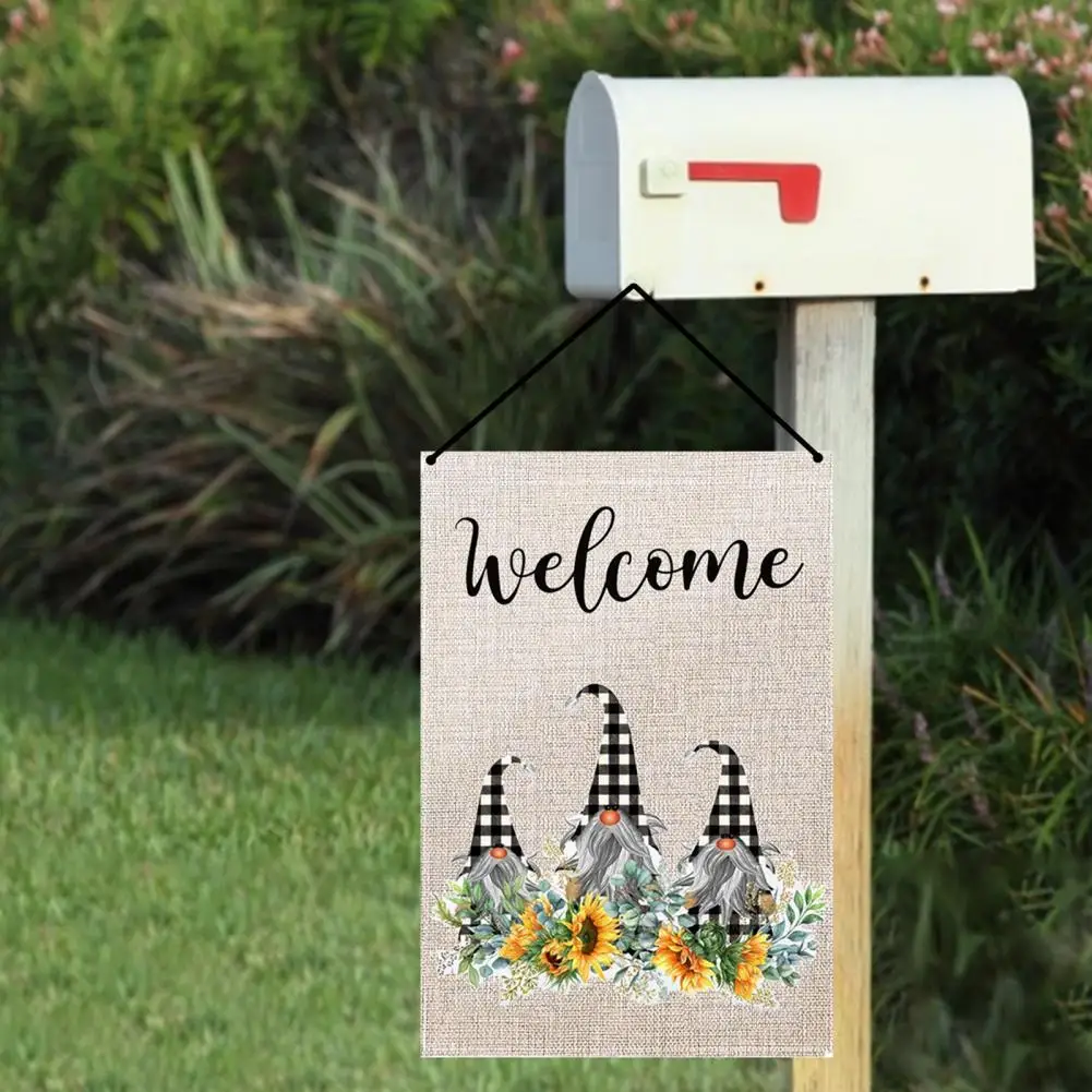 

Garden Flag Cartoon Pattern Washable Flax Yard Welcome Decorative Flag for Porch