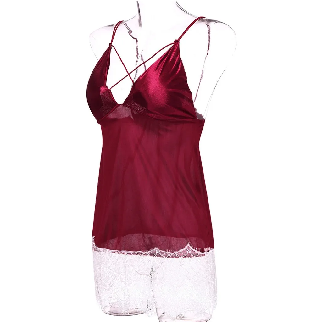 Новинка женская ночная рубашка кружевное v образный вырез открытая спина платье