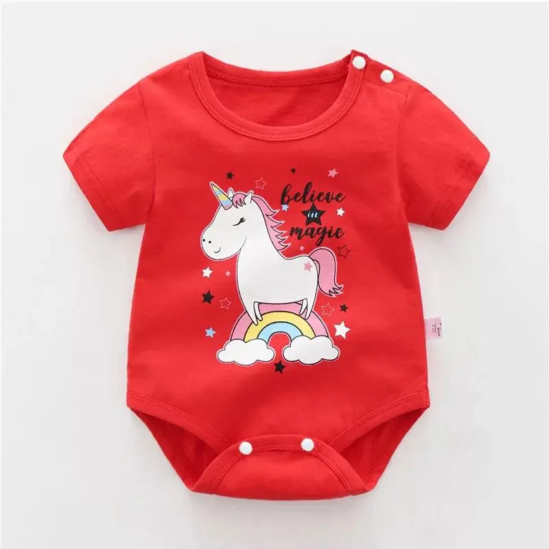 

Cute Summer Newborn Baby Romper Infant Cotton Short Sleeve Boys Girls Cartoon Baby Clothes Print Suit Born Crawling Baby 0-24M N