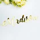 Золотистая зеркальная табличка с именем, акриловая, настенная, деревянная, под заказ, название для детской комнаты, свадьбы, дня рождения, вечеринки для будущей мамы, Подарочный знак магазина