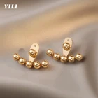 Новинка 2021, металлические висячие серьги в форме золотого Боба для женщин, модные корейские готические металлические серьги с шариками, ювелирные изделия вечерние Ринок для девочек