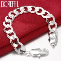 doteffil 925 sterling silver 12mm side chain geometry many ring bracelet for man women wedding engagement party fashion jewelry