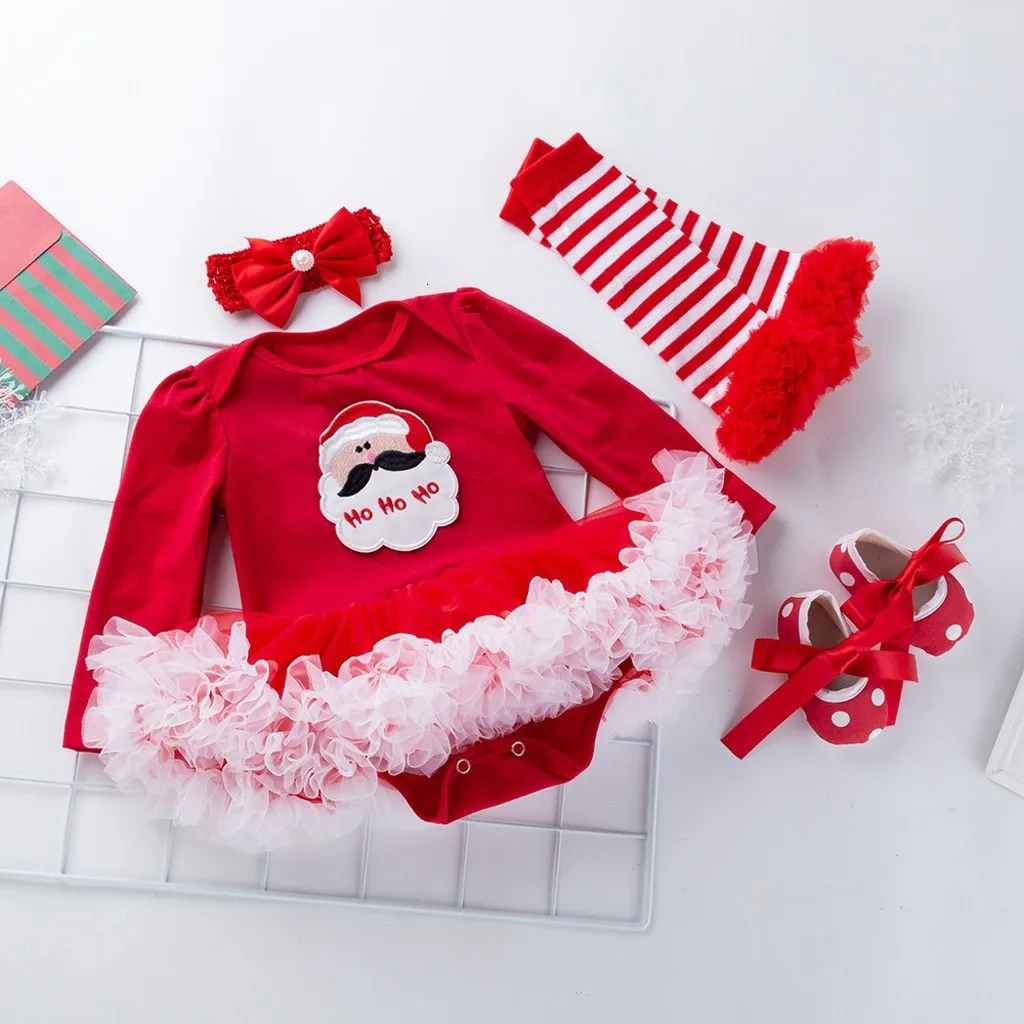 Christmas Outfit Kids Clothes Girls Printing Romper Skirt Outfits Toddler Girl Winter Clothes Cotton Full Sleeve roupa infantil