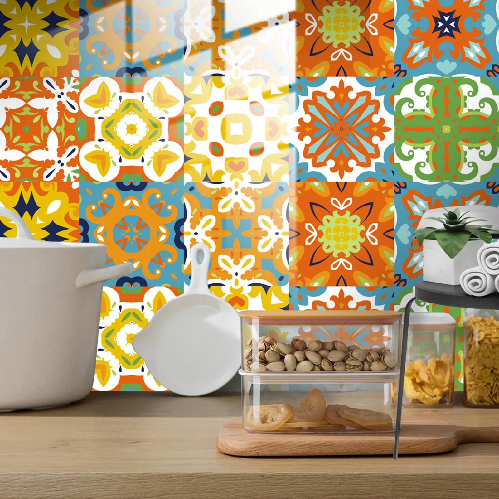 

10pcs Retro Pattern Matte Surface Tiles Sticker Transfers Covers for Kitchen Bathroom Tables Floor Hard-wearing Wall Decals #GM