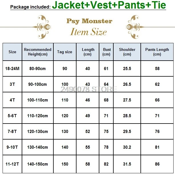 

Boys Weddings Suit Children Formal Blazer Vest pants Tie 4Pcs Kids Enfant Garcon Mariage Suit Tuxedo Dress Clothing Set