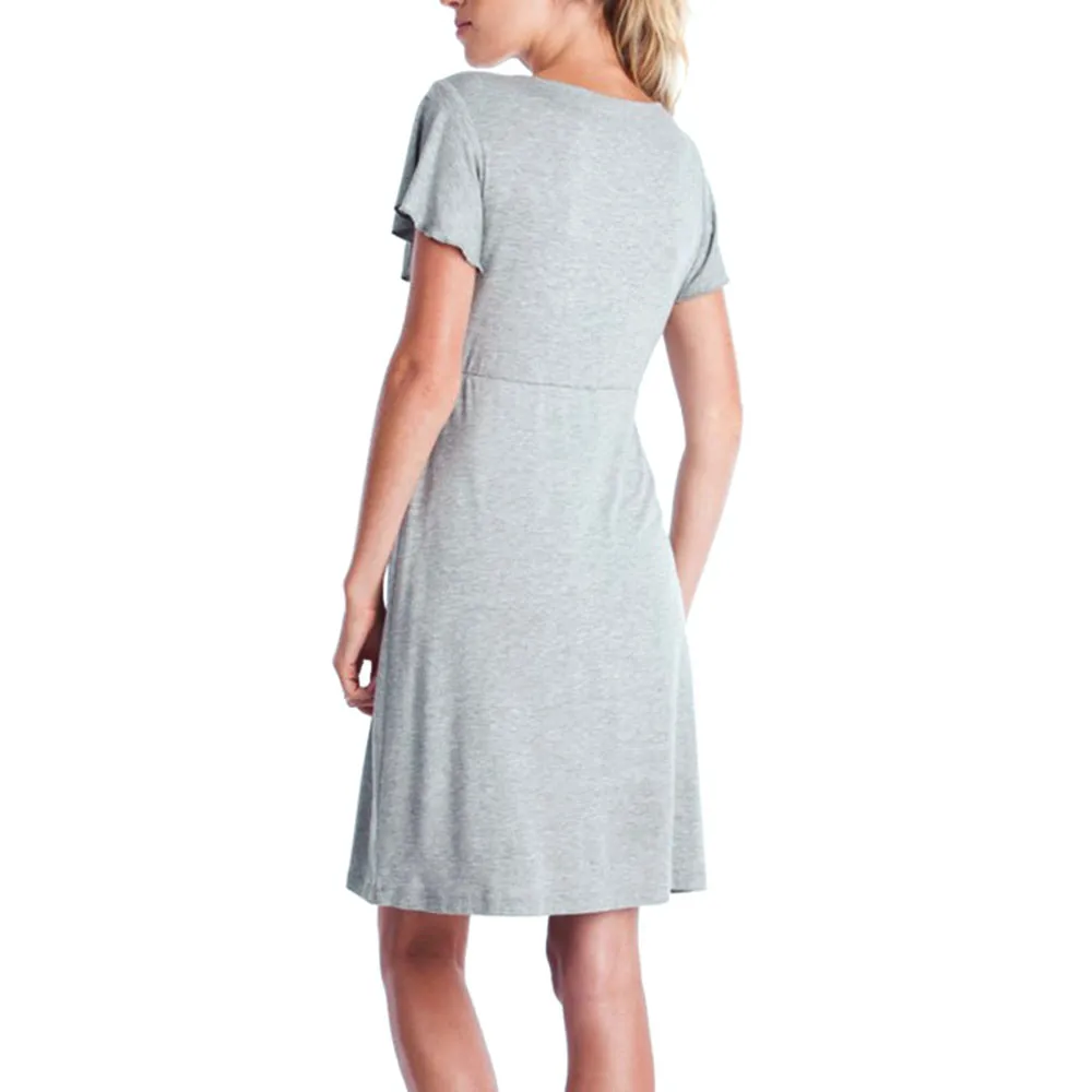 

2021 Summer Maternity Pajama Women's Nursing Nightgown Pregnancy Dress Lace Splice Maternity Dress Plus Size Maternity Pajamas