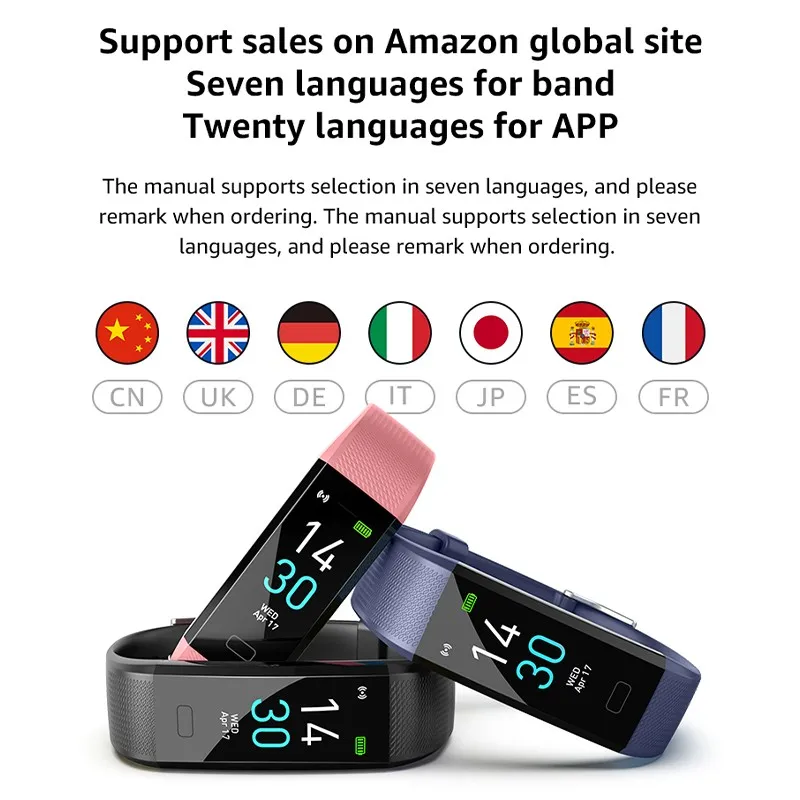 

S5 2 Generation Bluetooth Smart Bracelet Blood Pressure Heart Rate Temperature Monitoring Fitness Tracker Waterproof Sport Watch