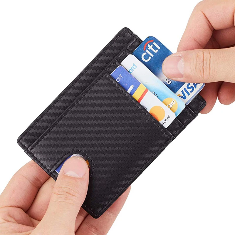 Комбинированный бумажник из углеродного волокна с блокировкой RFID 2 окошком для