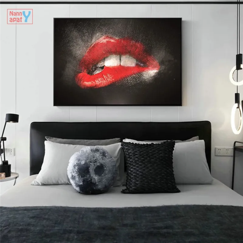 

Red Lips Canvas Posters And Prints Sexy Lips Canvas Painting Modern Abstract Street Graffiti Art Picture Nordic Home Decoration