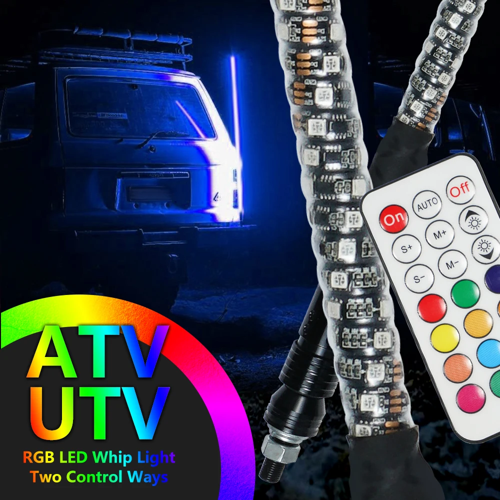 

Bevinsee Spiral LED Whip Light 3FT 4FT UTV ATV Accessories for Polaris Ranger RZR/Can-Am Maverick Atmosphere Signal Lamp
