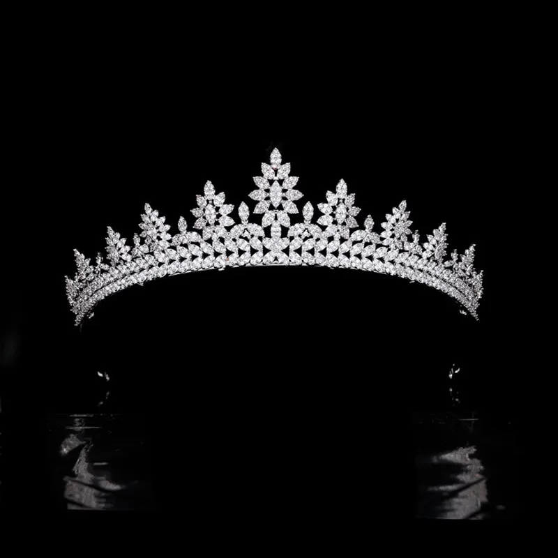 

Forest Series Micro-inlaid Zircon Crown Wedding Headdress Leaf Tiaras Wedding Dress Accessories HQ0405