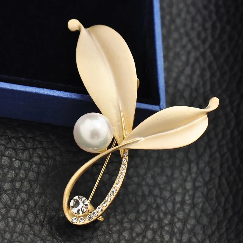 Корейская мода новинка жемчужные листья брошь ювелирное изделие отворот значок