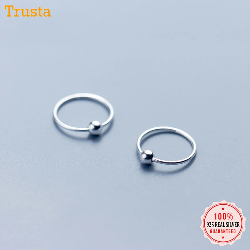 Trusta, 2 шт., 925 пробы, серебряные серьги-кольца, ювелирные изделия, модные, милые, для девочек-подростков, ухо, пирсинг для пупка спиральный для хряща DS1310