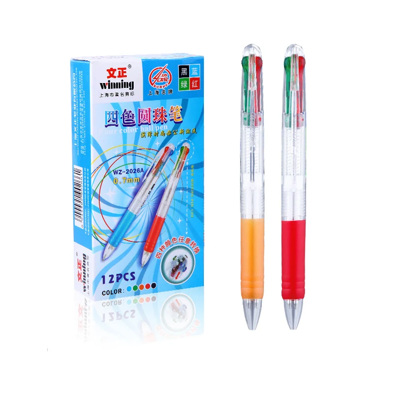4pcs Red blue black green four color writing pen 0.7mm signature plastic ballpoint school office stationery | Канцтовары для офиса