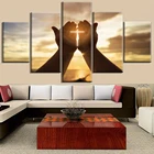 Настенные кресты, декор Иисуса, молитвенные картины, настенное искусство для гостиной, христианские картины, 5 шт., холст, Современный домашний декор