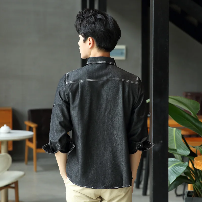 

Hotel Work Women Catering Denim Hot Pot Barbecue Milk Tea Waiter Long-Sleeve Jacket