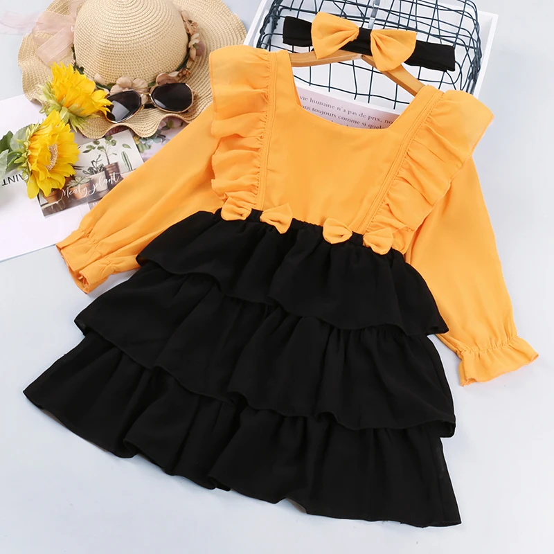 HE Hello Enjoy 2022 Summer Dress for Baby Girl Sleeveless Bow Cake Dress Party Wedding Princess Dresses Children Kid Clothes