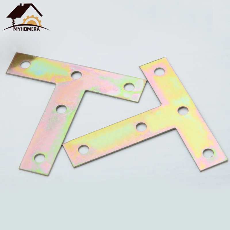 Myhomera 4Pcs Strengthen Connection T Shape Code Corner Connector Brackets Table Chair Bed Board Joint Fastener Angle Support |