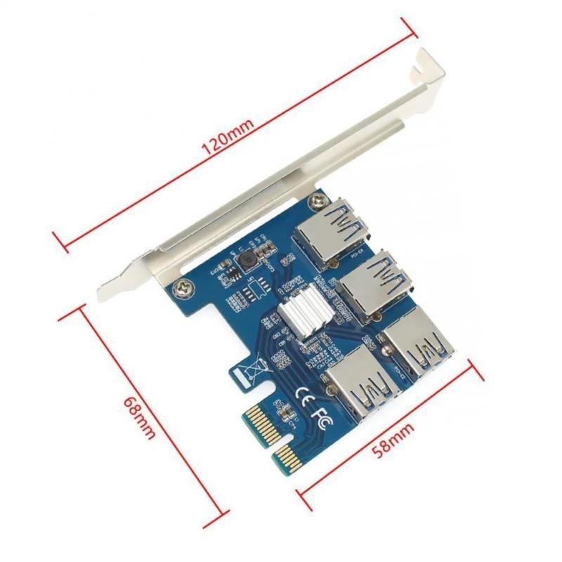 

594F 4 Ports Pci-e Riser Adapter 009S 1 To 4 USB3.0 pci-e x1 To Pci-e x16 Graphics Expansion Card with Extension Cables