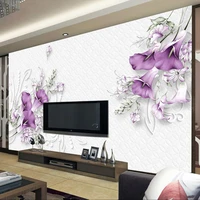 custom mural wallpaper modern 3d stereo dream purple calla flowers wall painting living room tv sofa bedroom home decor frescoes