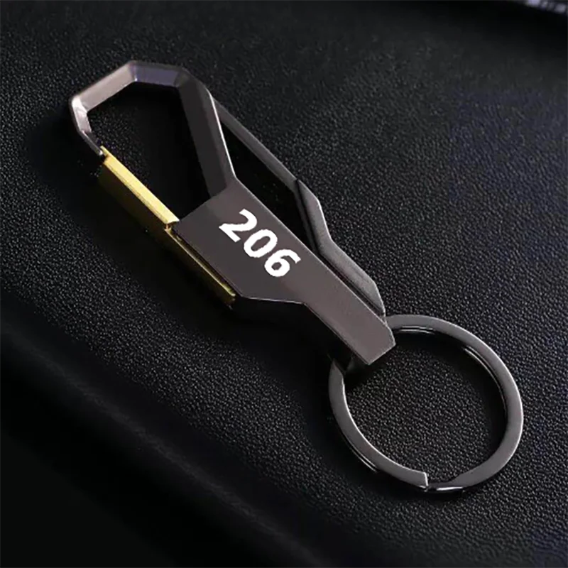 

Laser engraving style car Keychain Metal Alloy Buckle Waist Car Key Chain car logo Key Chain accessories for Peugeot 206 2018 19