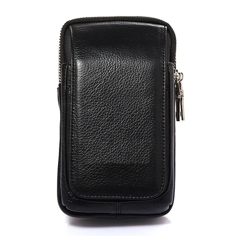 Black Large Брендовая повседневная мужская сумка из натуральной кожи, поясной ремень, сумки через плечо, мобильный сотовый Чехол для телефона, чехол, держатель, кошелек - Цвет: Black Large