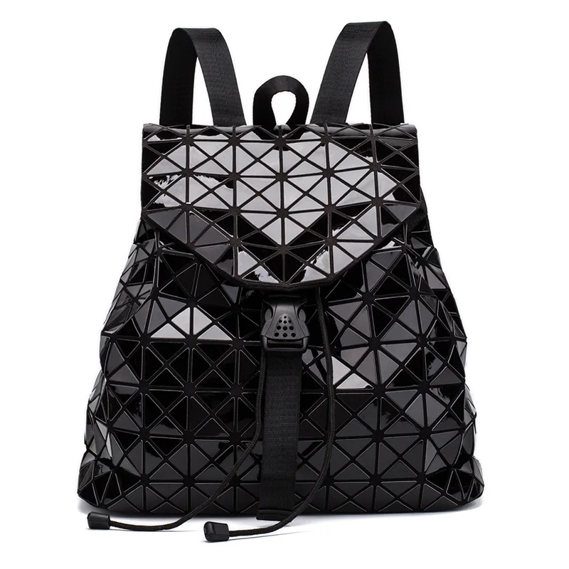 

Women's Backpack Lingge Schoolbag 2021 New Matte Brushed Drawstring Backpack Pure Color Pu Check Bag Student Backpack