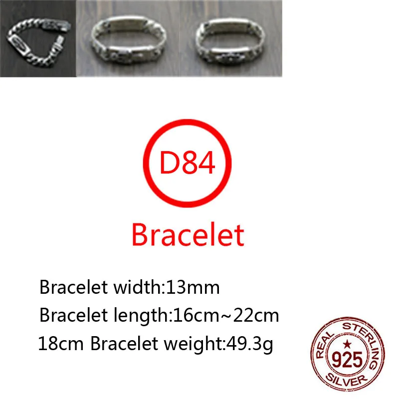 

D84 S925 sterling silver bracelet fashion hair stylist hip hop accessories cross punk holy sword double-sided shape new hot