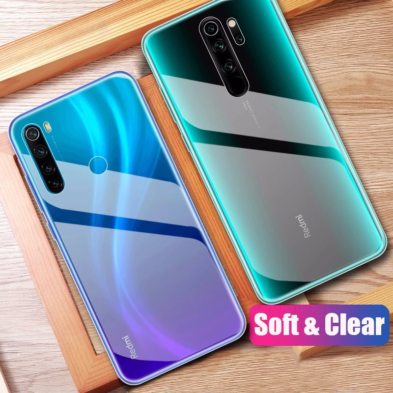 Чехол MAKAVO для Xiaomi Redmi Note 8 Pro прозрачный мягкий чехол из ТПУ с кристаллами 8T Skin -