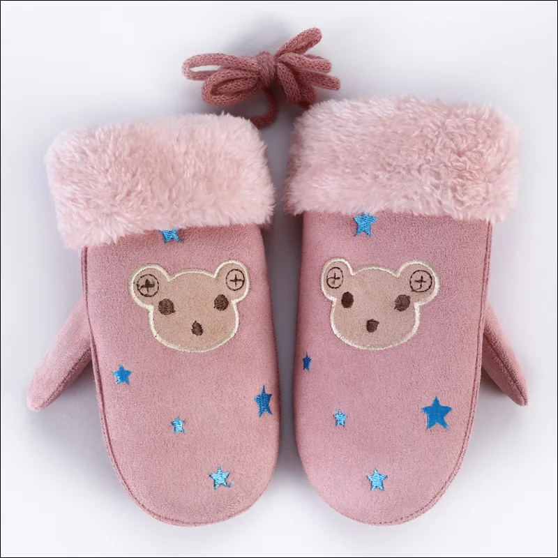 Варежки с подогревом хлопковые флисовые Детские Зимние варежки в виде кошачьей