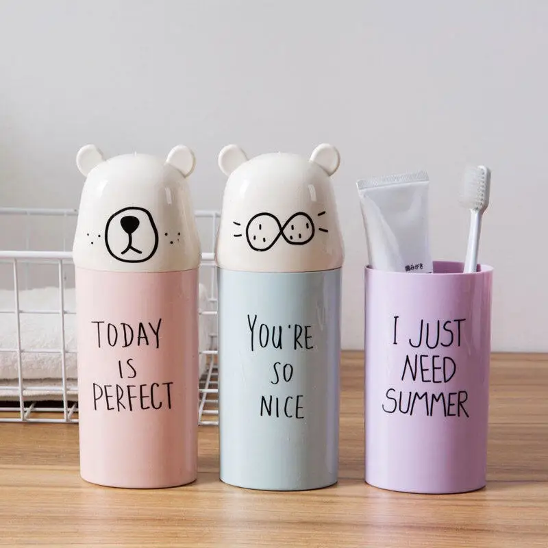 

Portable Travel Set toothbrush Cup Storage Box Home Bear Organizer Toothpaste Tooth Brush Towel Wash Gargle Cup